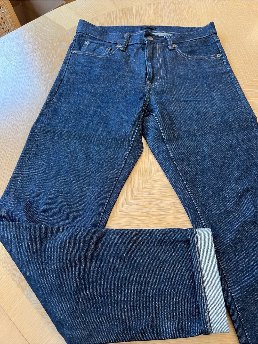 Uniqlo Men's Dark Blue Raw Jeans
